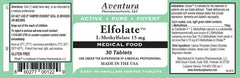 ELFOLATE 15mg 3-pack label closeup, purity and quality manufacturing.