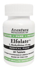 ELFOLATE bottle front label showing purity and potency for daily use.