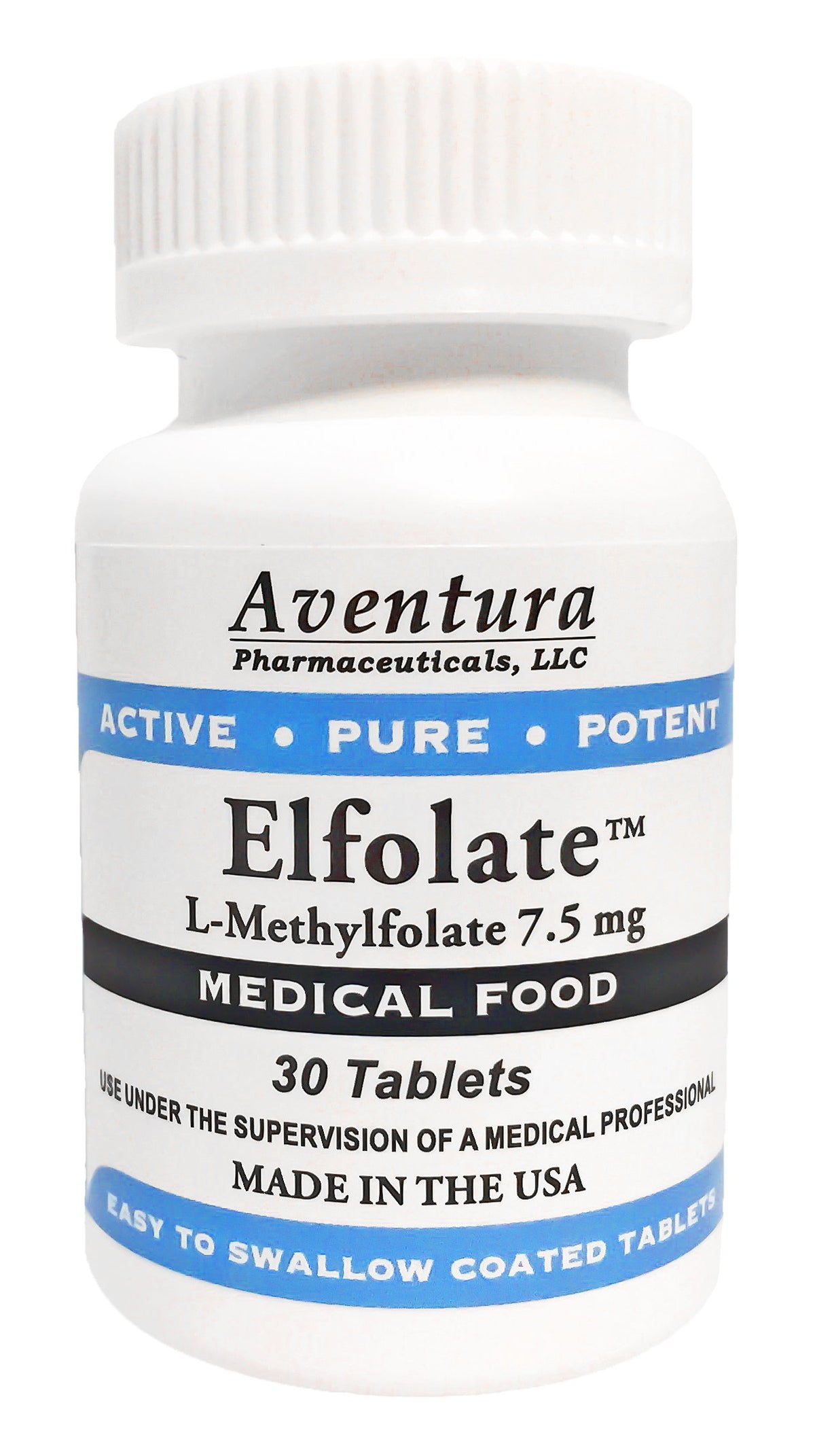 ELFOLATE bottle front view highlighting professional-strength L-Methylfolate for daily use