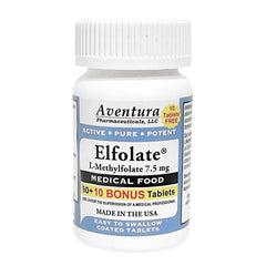 ELFOLATE bottle label showing L-methylfolate 7.5 mg per tablet