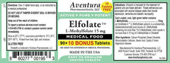 ELFOLATE label close-up emphasizes active L-Methylfolate and the bottle