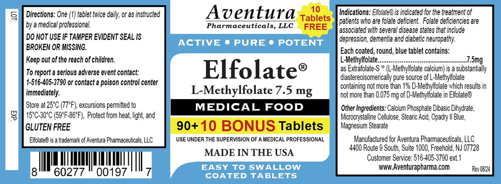 ELFOLATE tablets in packaging highlighting purity and potency