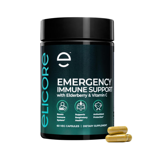 ELICORE Emergency Immune Support bottle ready for daily routine use.