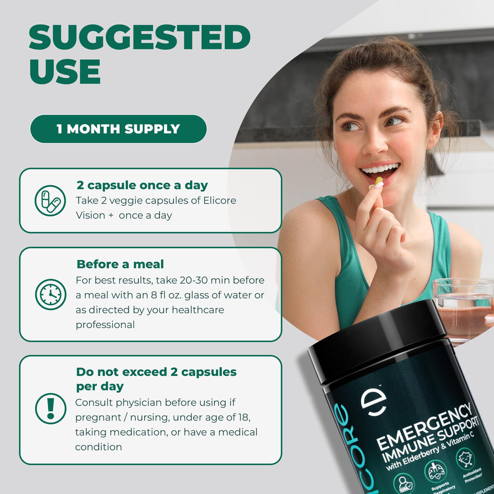 ELICORE capsules in hand illustrate portable daily immune support.