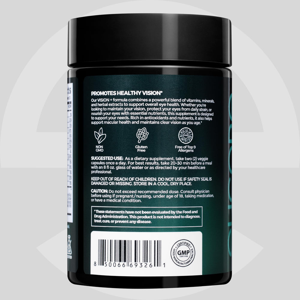 ELICORE Eye Vitamins vegan capsules for plant-based daily eye support.