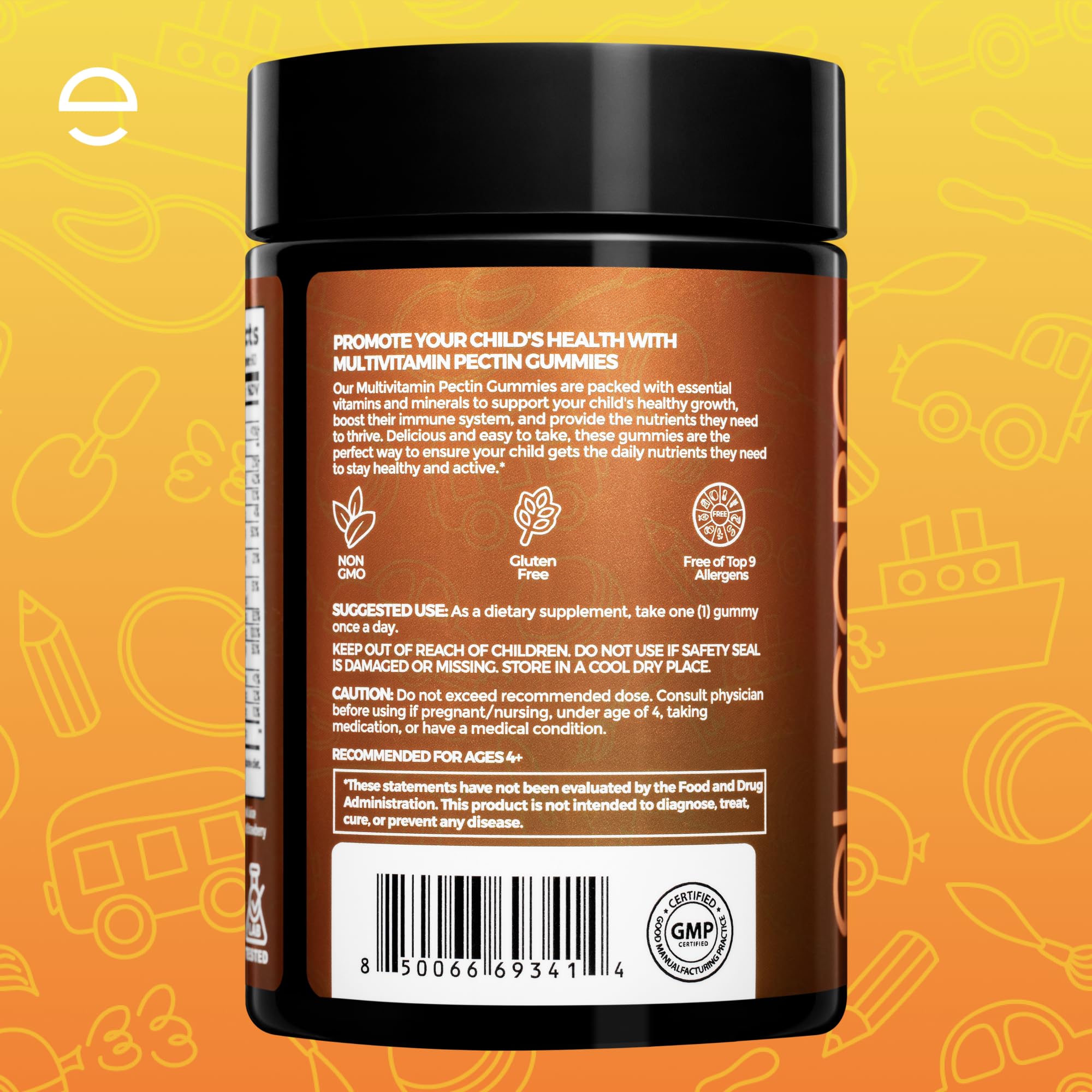 ELICORE Kids Multivitamin Gummies bottle beside school supplies, everyday health support