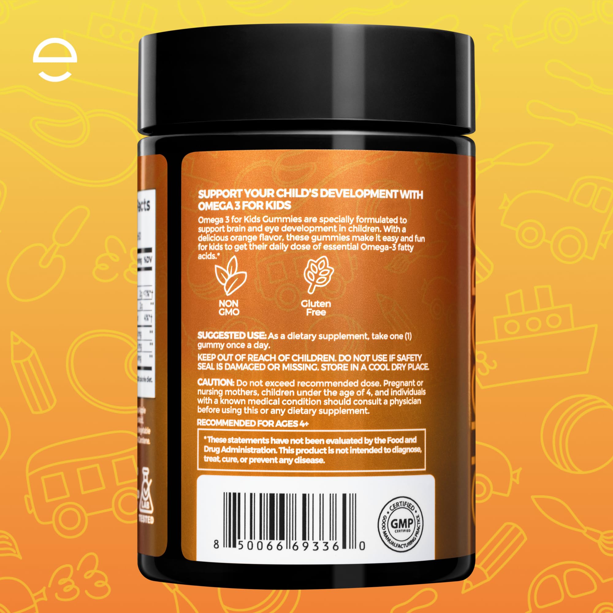 ELICORE Kids Omega 3 Gummies 2-month supply packaging.