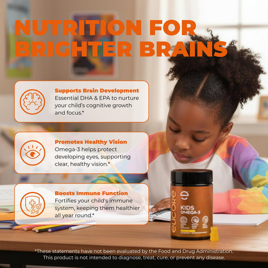 ELICORE Kids Omega 3 Gummies easy-chew texture ideal for kids.