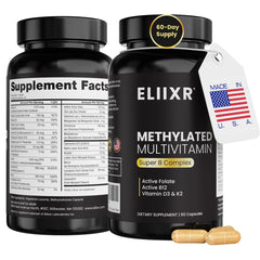 Eliixr Methylated Multivitamin bottle front showing 60 vegan capsules for daily support