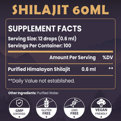 Elikadur Shilajit: frasco de vidrio con gotero para dosificación precisa.