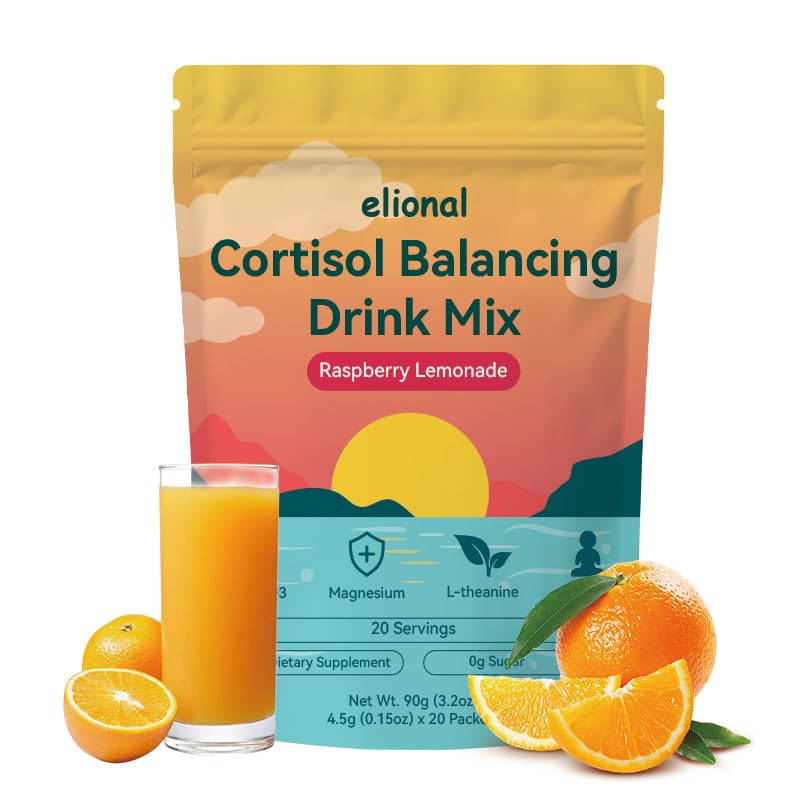 Elional Cortisol Drink Mix Raspberry Lemonade box ready for a calm, focused morning ritual.