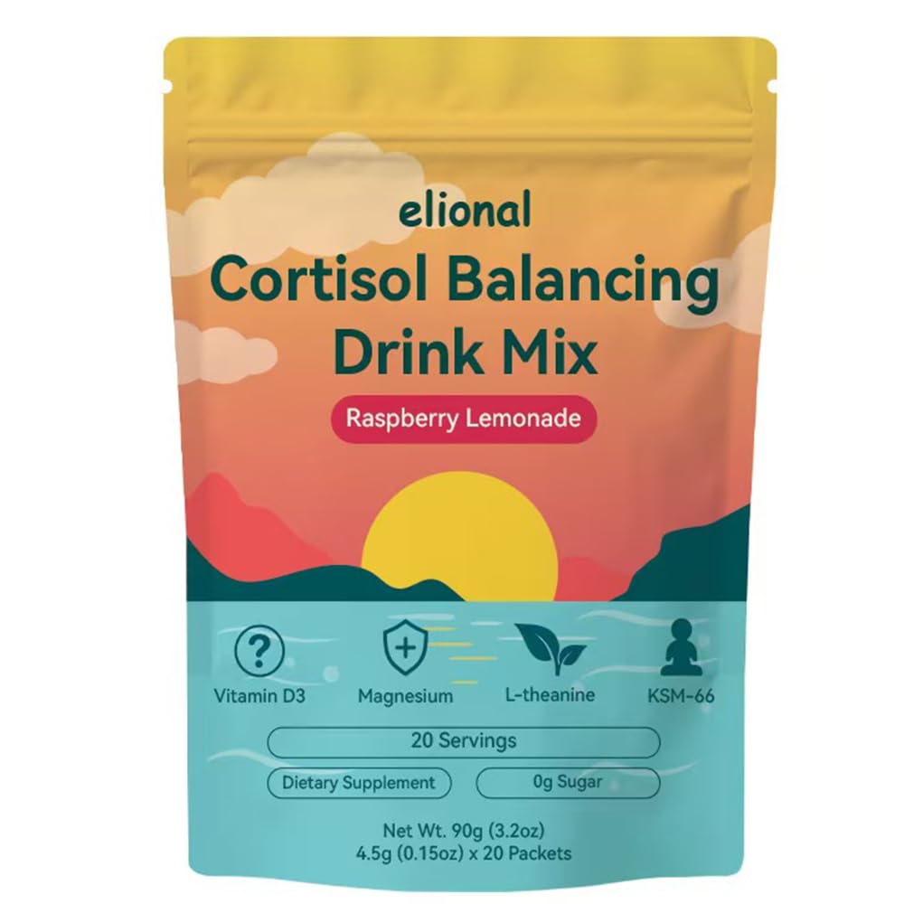 Elional Cortisol Drink Mix Raspberry Lemonade packets for daily calm and focus
