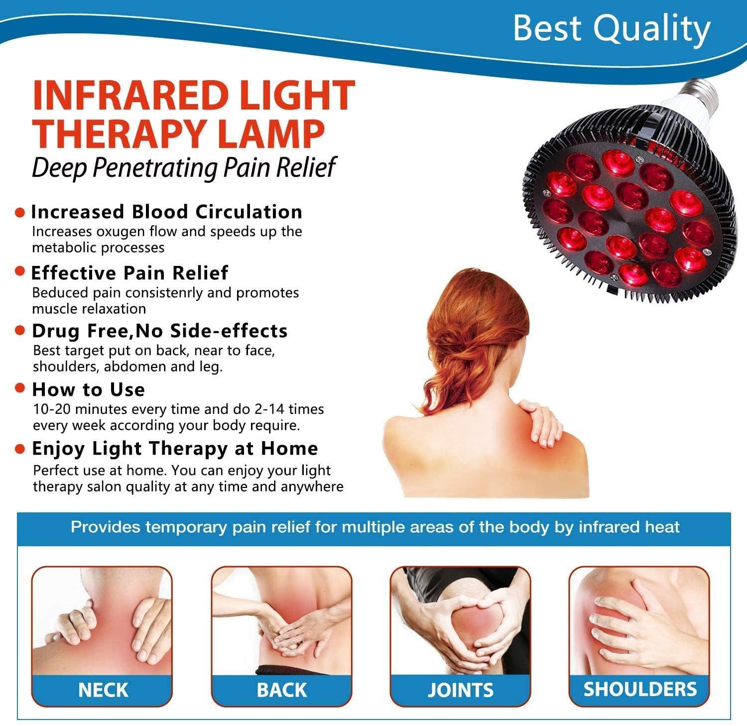 Elitzia infrared lamp bulb 850nm near infrared for deeper warmth