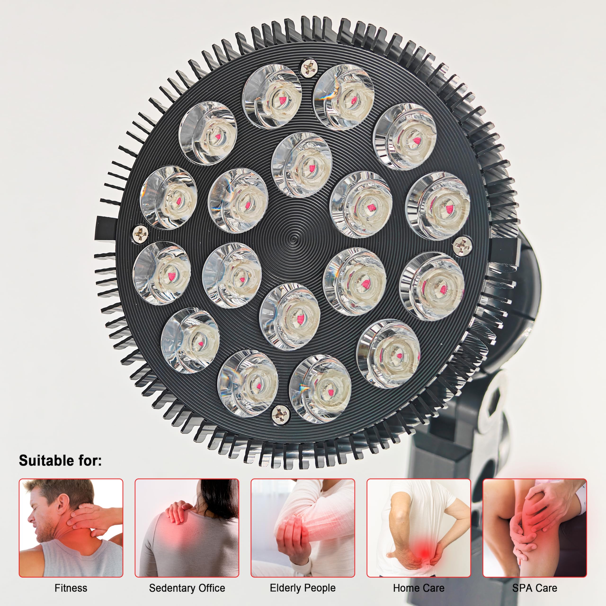 Elitzia infrared therapy lamp side angle highlighting 60-degree beam