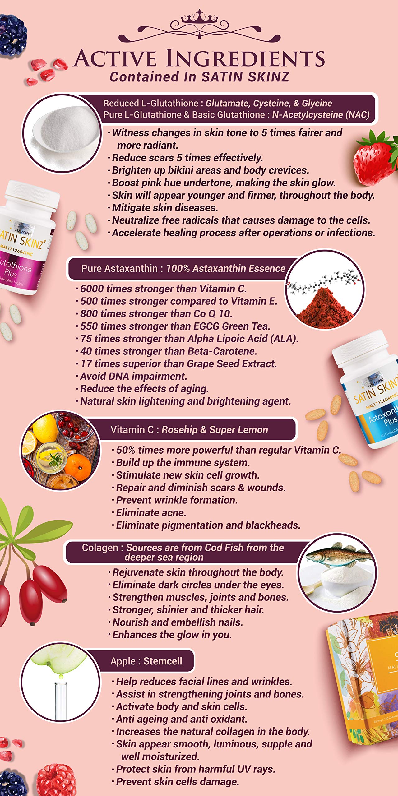 Elizkof Satin Skinz Astaxanthin Plus label closeup with premium branding
