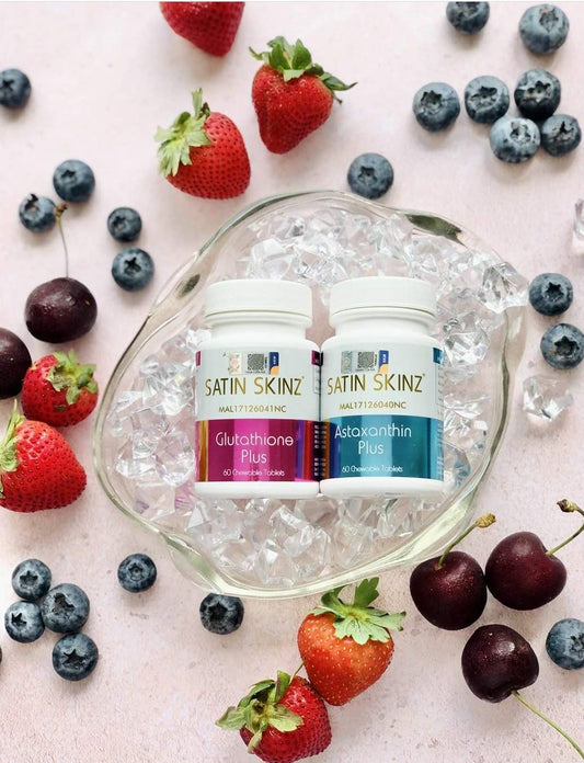 Elizkof Satin Skinz Glutathione Plus bottle for daily antioxidant skincare support and glow