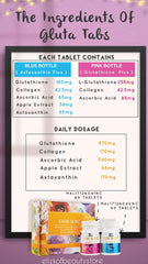 Elizkof Satin Skinz Glutathione Plus label closeup highlighting ingredients and premium packaging
