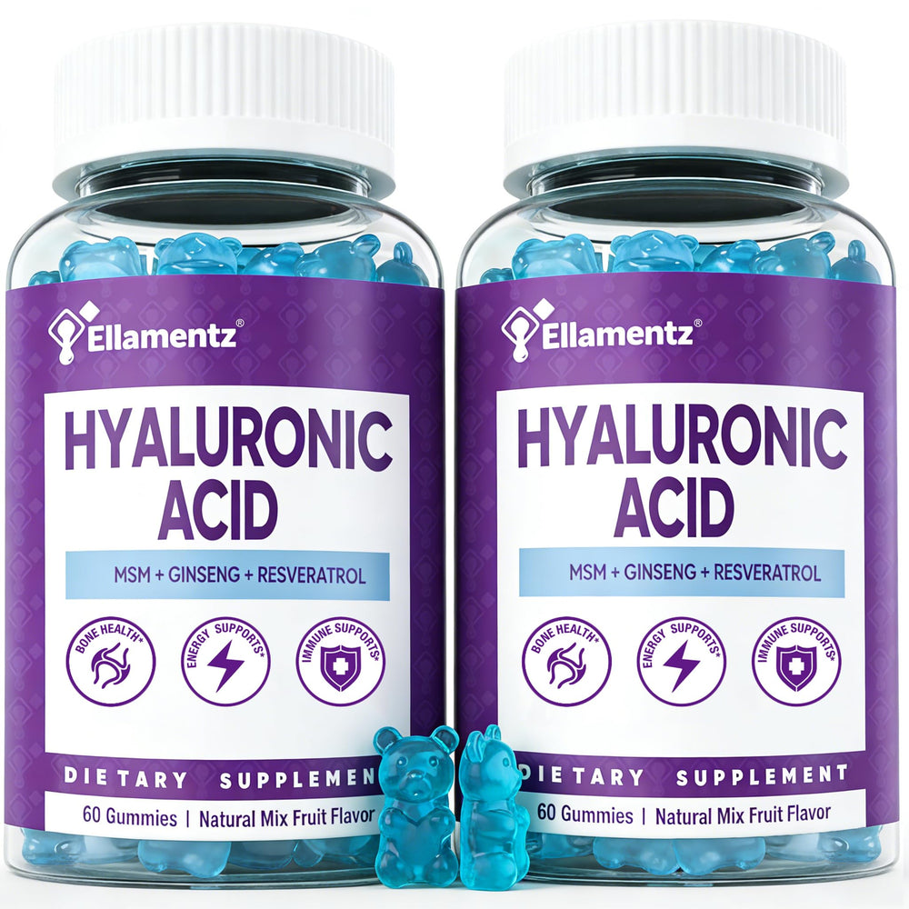 ELLAMENTZ 7-in-1 sugarfree hyaluronic gummies bottle for convenient daily hydration