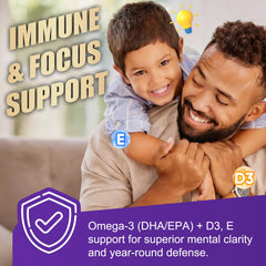 ELLAMENTZ bottle with omega-3 and turmeric emphasizing brain health support.