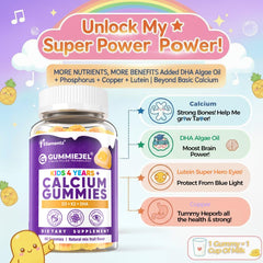 ELLAMENTZ calcium gummies with algae DHA for brain development support