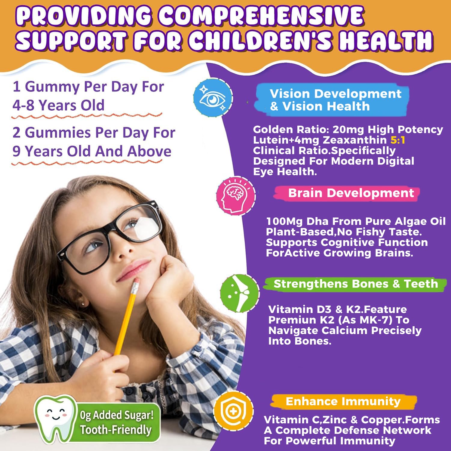 ELLAMENTZ gummies with Vitamin A and lutein for eye health support