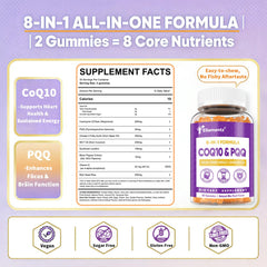 ELLAMENTZ CoQ10 Gummies bottle closeup showing texture and sugar-free formula.