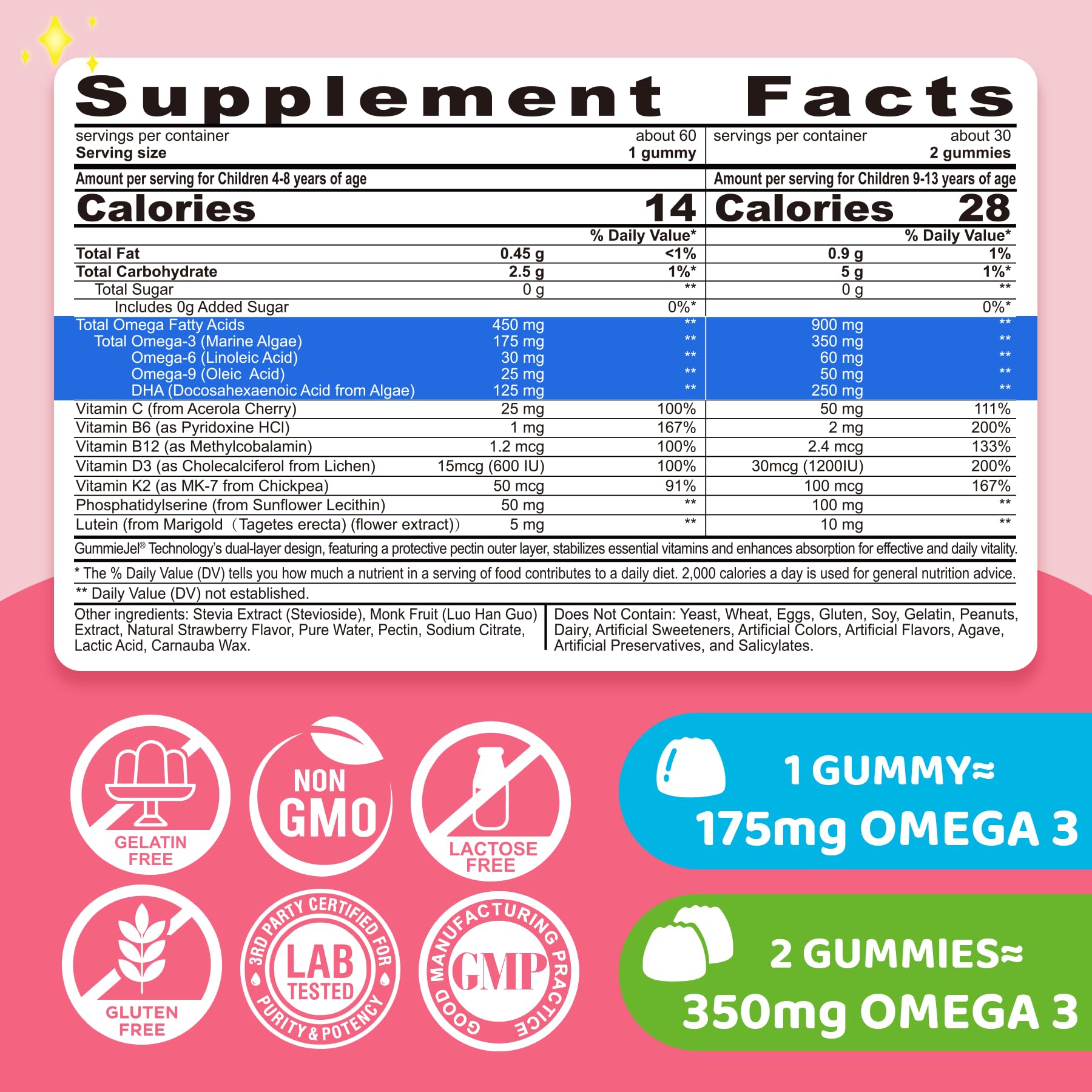 ELLAMENTZ dual-layer outer shell—gelatin-free chew for kid-friendly nutrition.