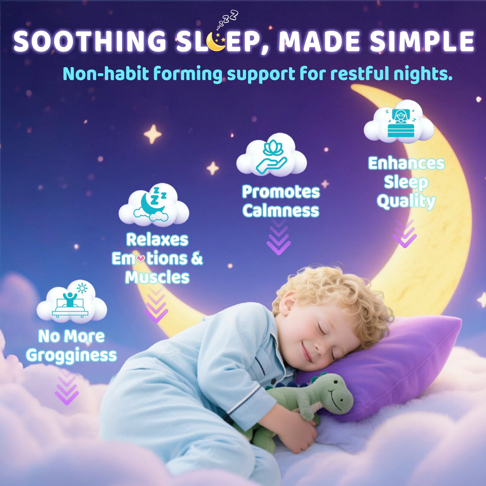 ELLAMENTZ Kids Sleep Gummies gummies closeup shows soft texture and strawberry flavor