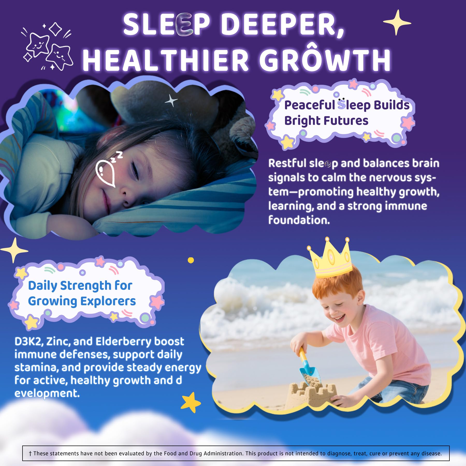 ELLAMENTZ Kids Sleep Gummies nutrition facts highlight vitamins and minerals