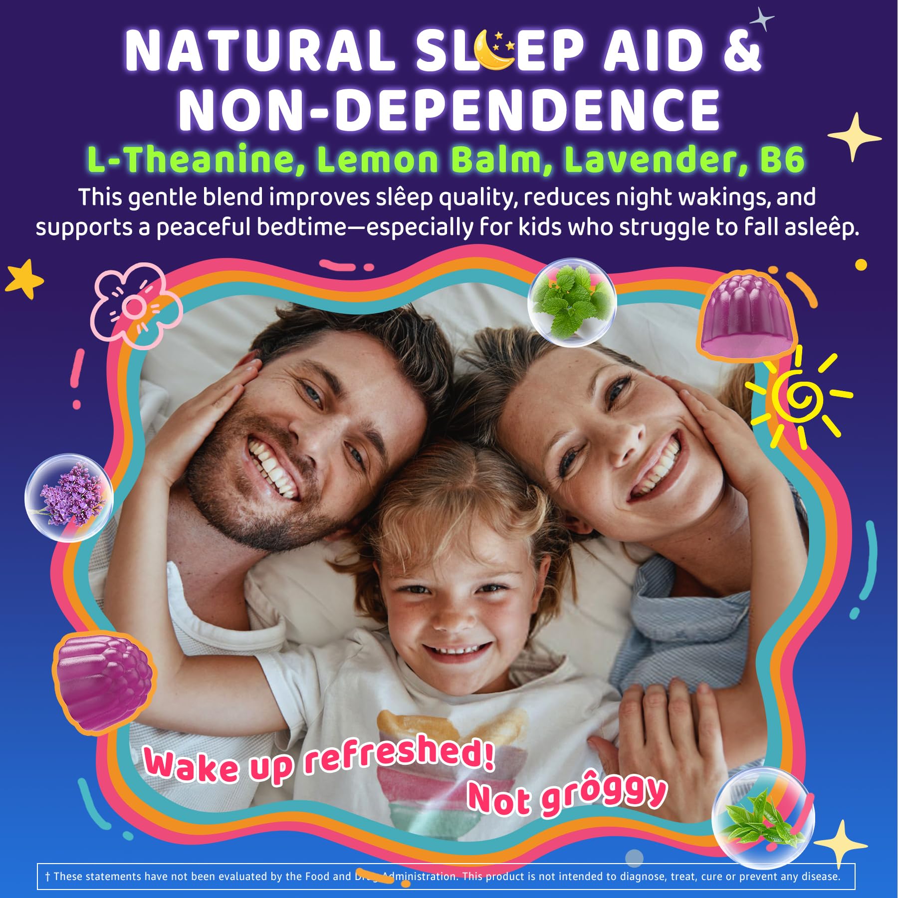 ELLAMENTZ Kids Sleep Gummies strawberry flavor suggests kid-friendly taste