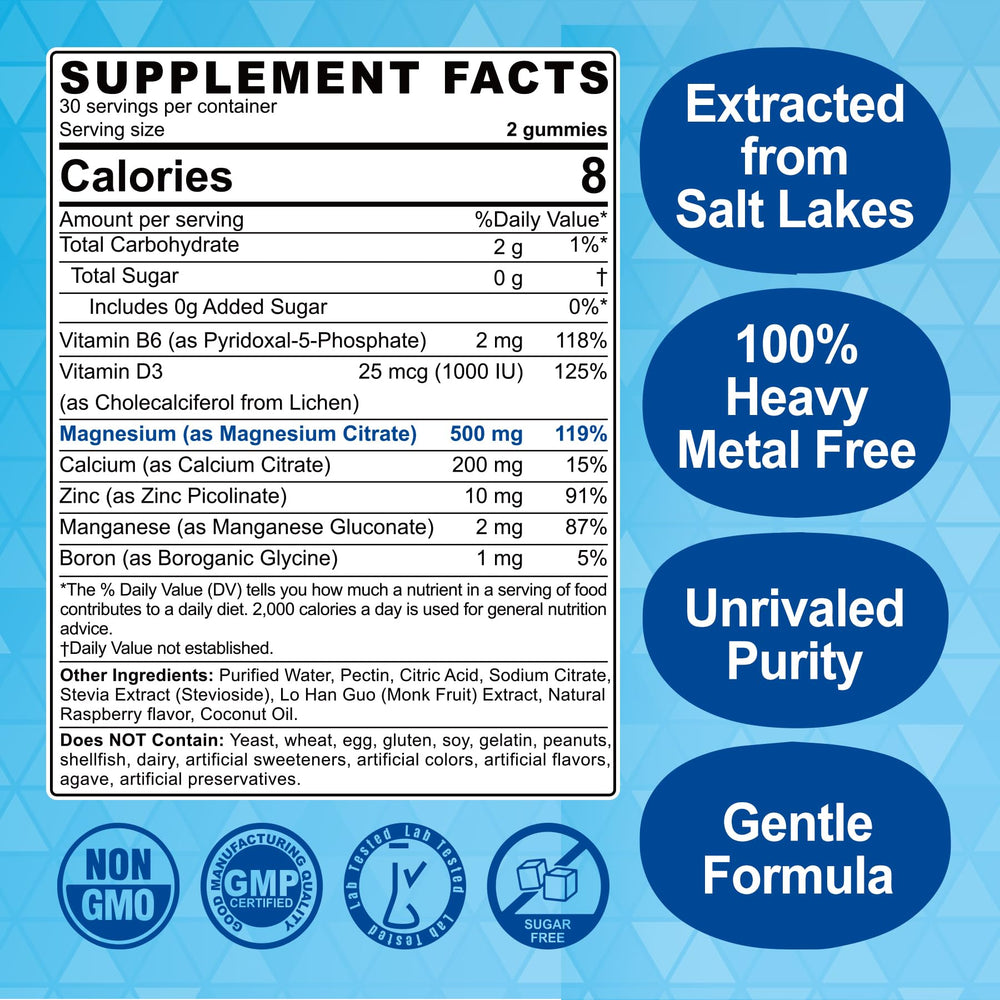 ELLAMENTZ magnesium citrate gummies pouring into a glass for convenient daily use