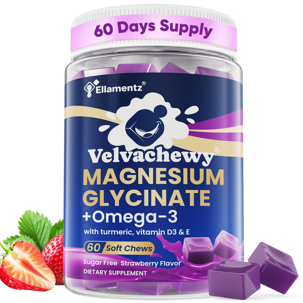 ELLAMENTZ magnesium glycinate gummies bottle for convenient daily support.