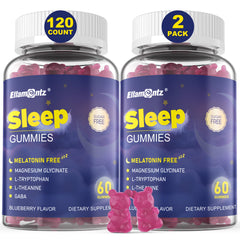 ELLAMENTZ Sleep Gummies blueberry bottle for a calm, sugar-free night.