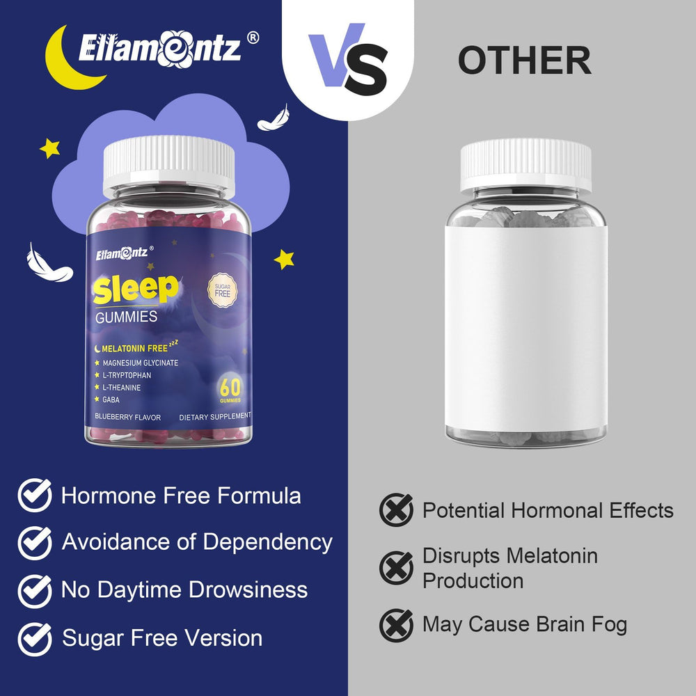 ELLAMENTZ Sleep Gummies nightstand scene, easy bedtime routine.