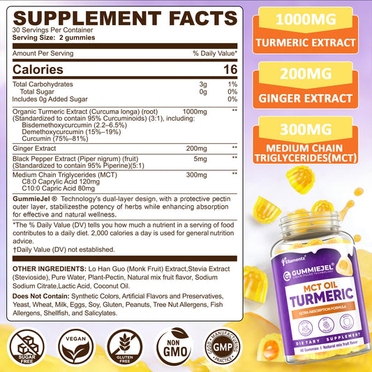 ELLAMENTZ Turmeric Gummies ginger-detail highlighting ginger's circulatory benefits