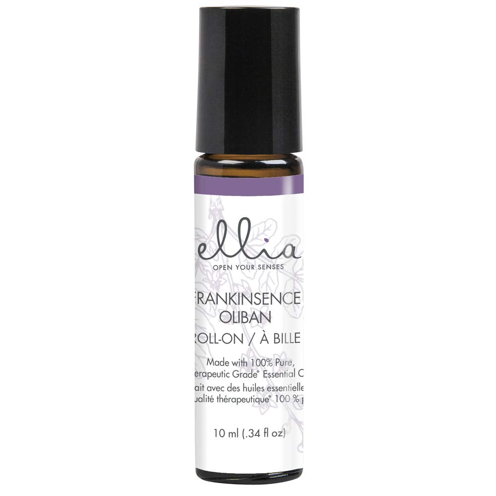 Ellia Frankincense Roll-On 10ml bottle close-up for portable calming aroma.