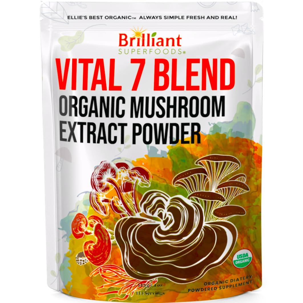 Ellie's Best 7 Mushroom bottle offers convenient daily wellness support.
