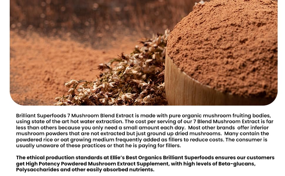 Ellie's Best 7 Mushroom powder is poured into a mug for richer coffee.