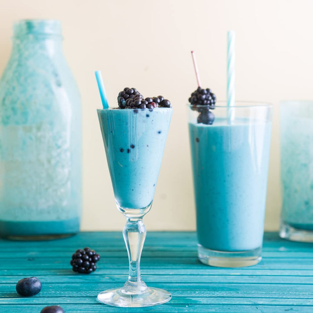 Vibrant indigo color from Ellie's Best spirulina used in foods