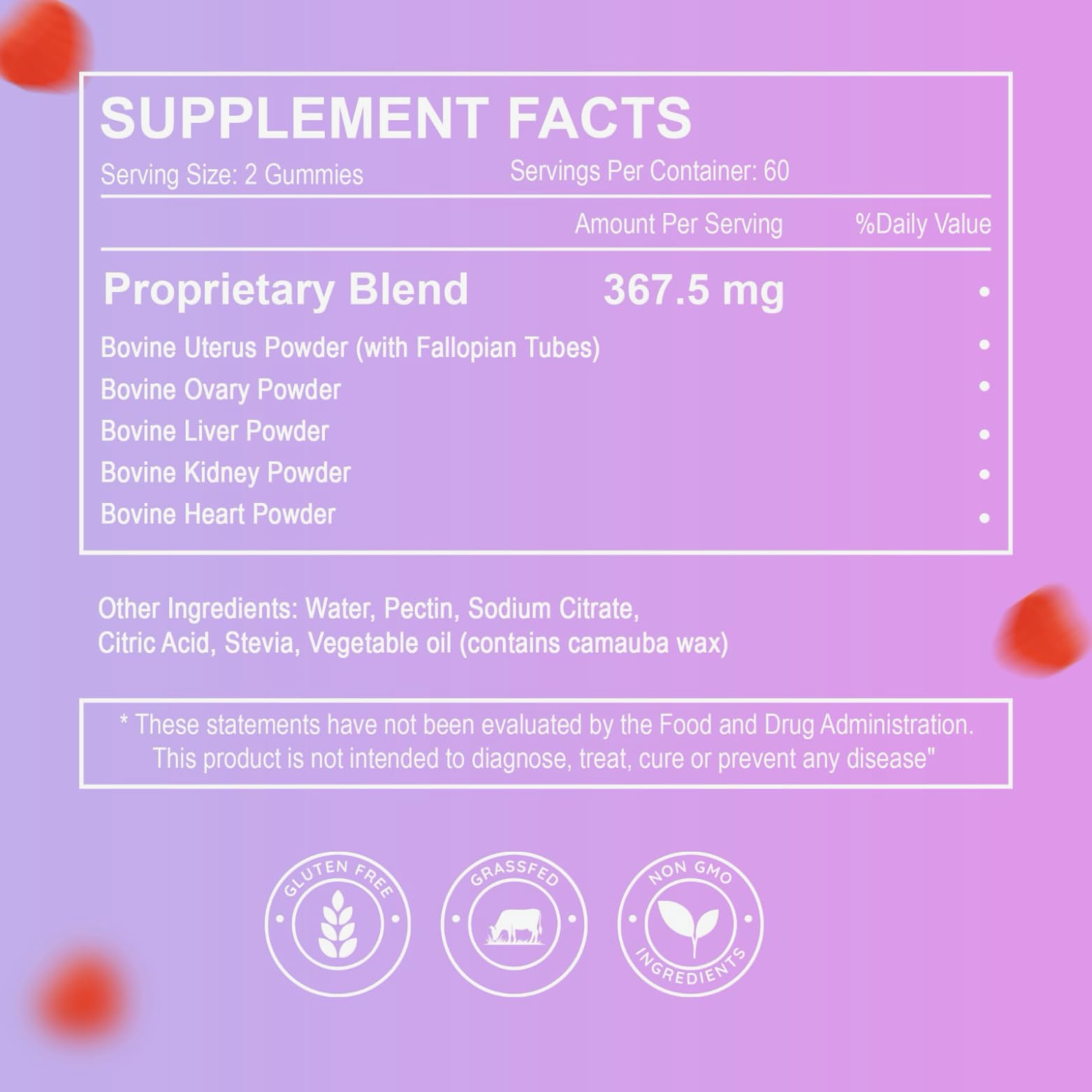 Elloura heart gummies showcase rich flavor and nutrient profile.