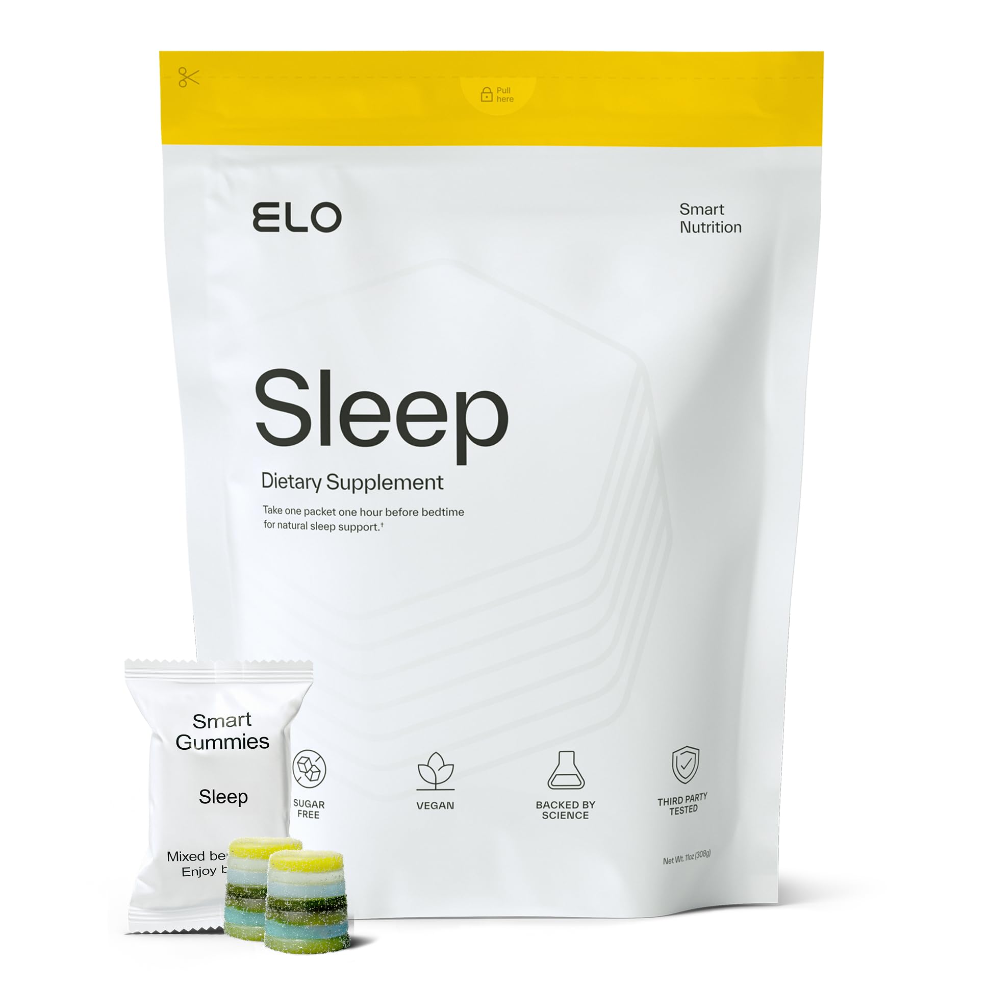 Elo Health Sleep Gummies bottle ready for nightly routine to support restful evenings.