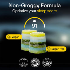 Elo Health sleep gummies bottle showing mixed berry flavor for a convenient bedtime ritual.