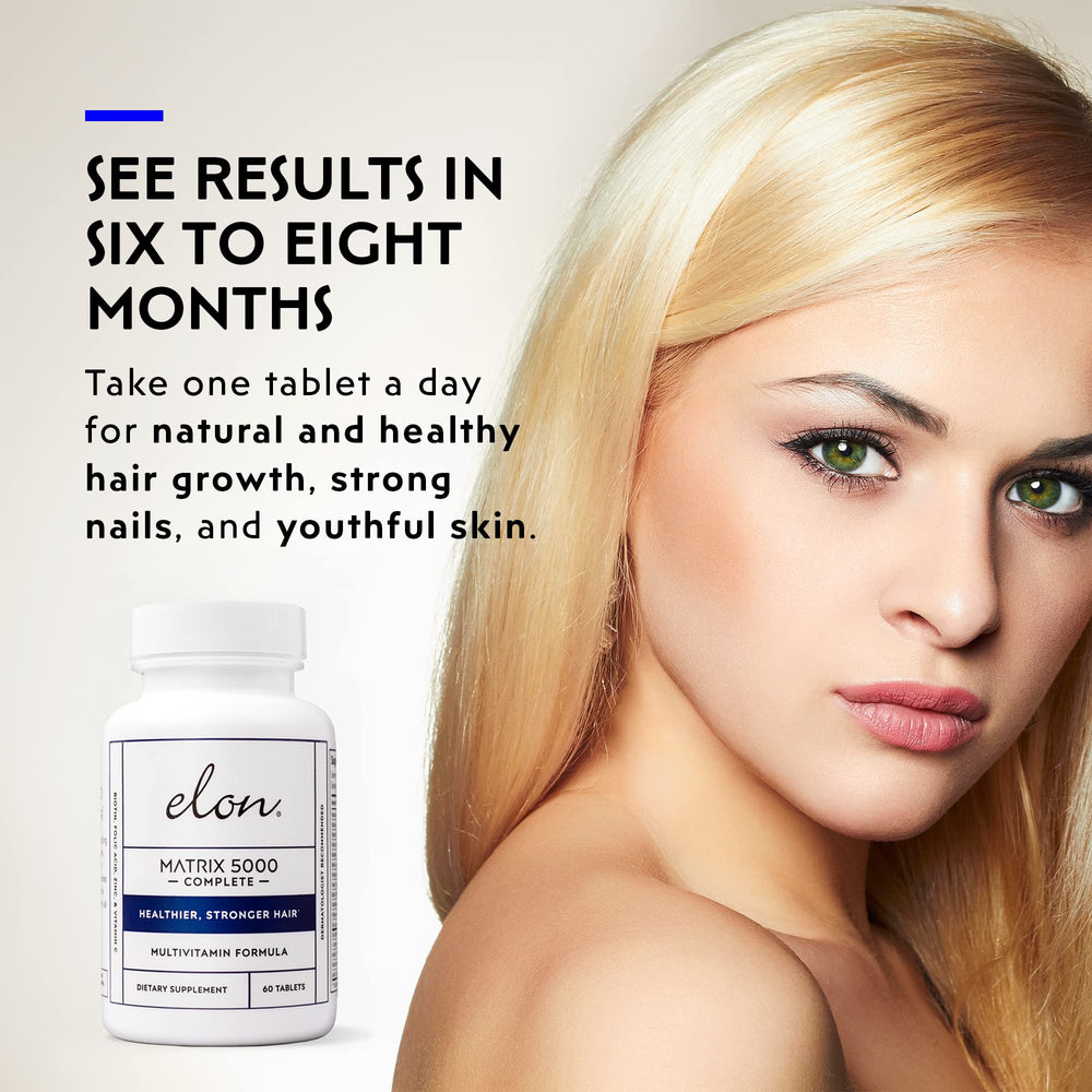 Elon Matrix 5000 daily dose vitamins for consistent hair and skin nourishment.