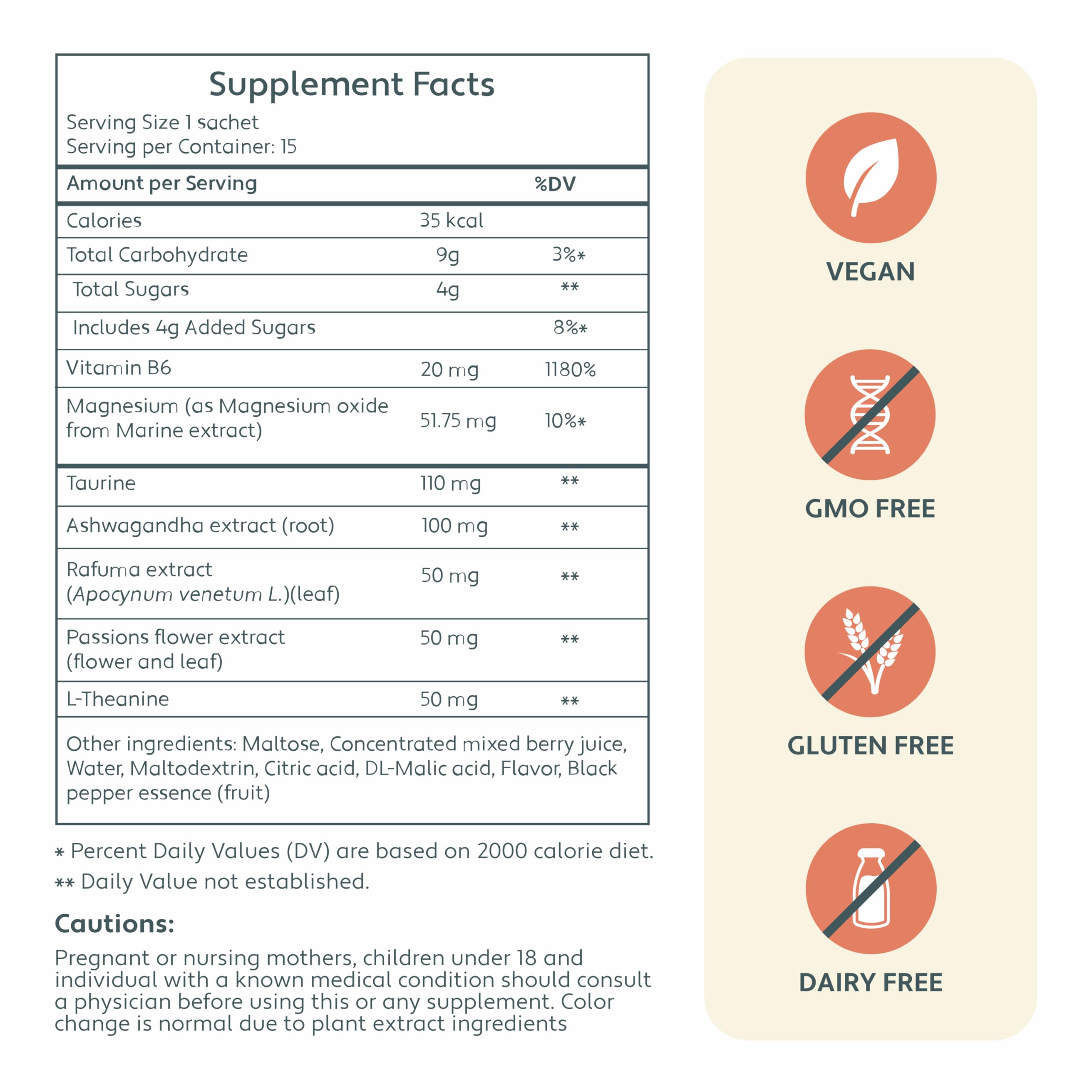 ELVD Calm & Clarity packaging highlights L-Theanine and Taurine ingredients.