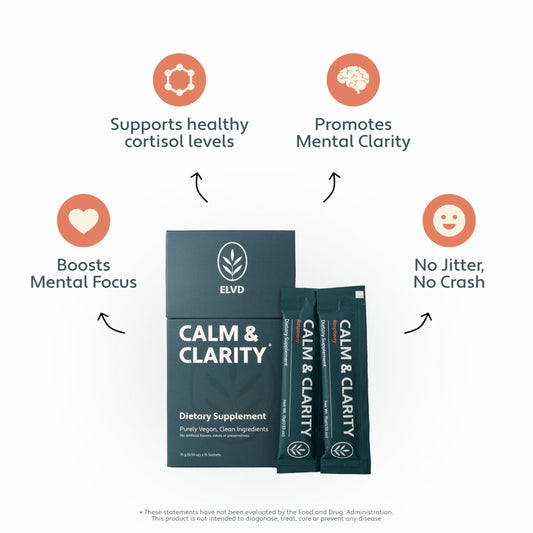 ELVD Calm & Clarity sachets ready for on-the-go calm and focus.