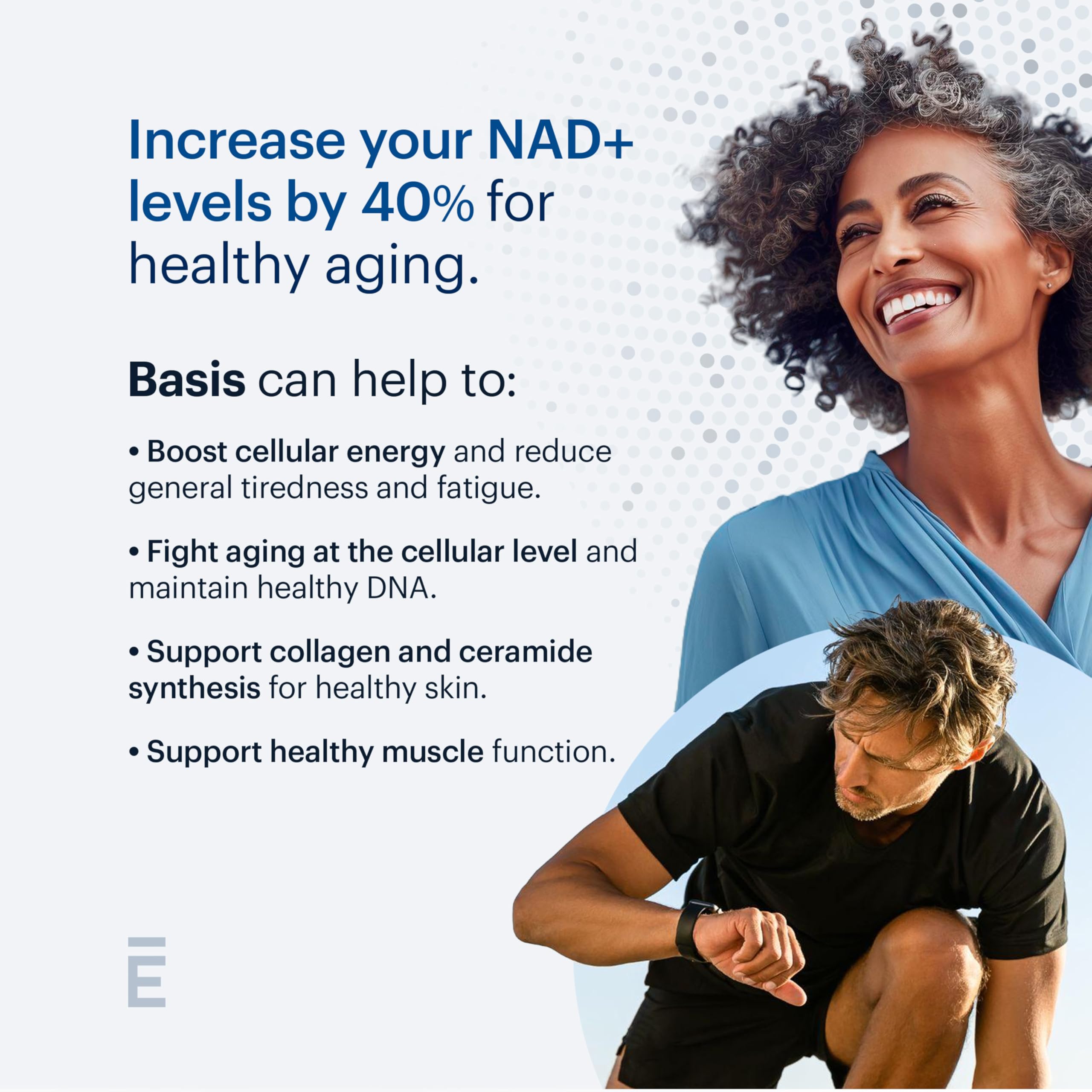 ELYSIUM Basis capsules closeup showing easy daily use for sustained energy