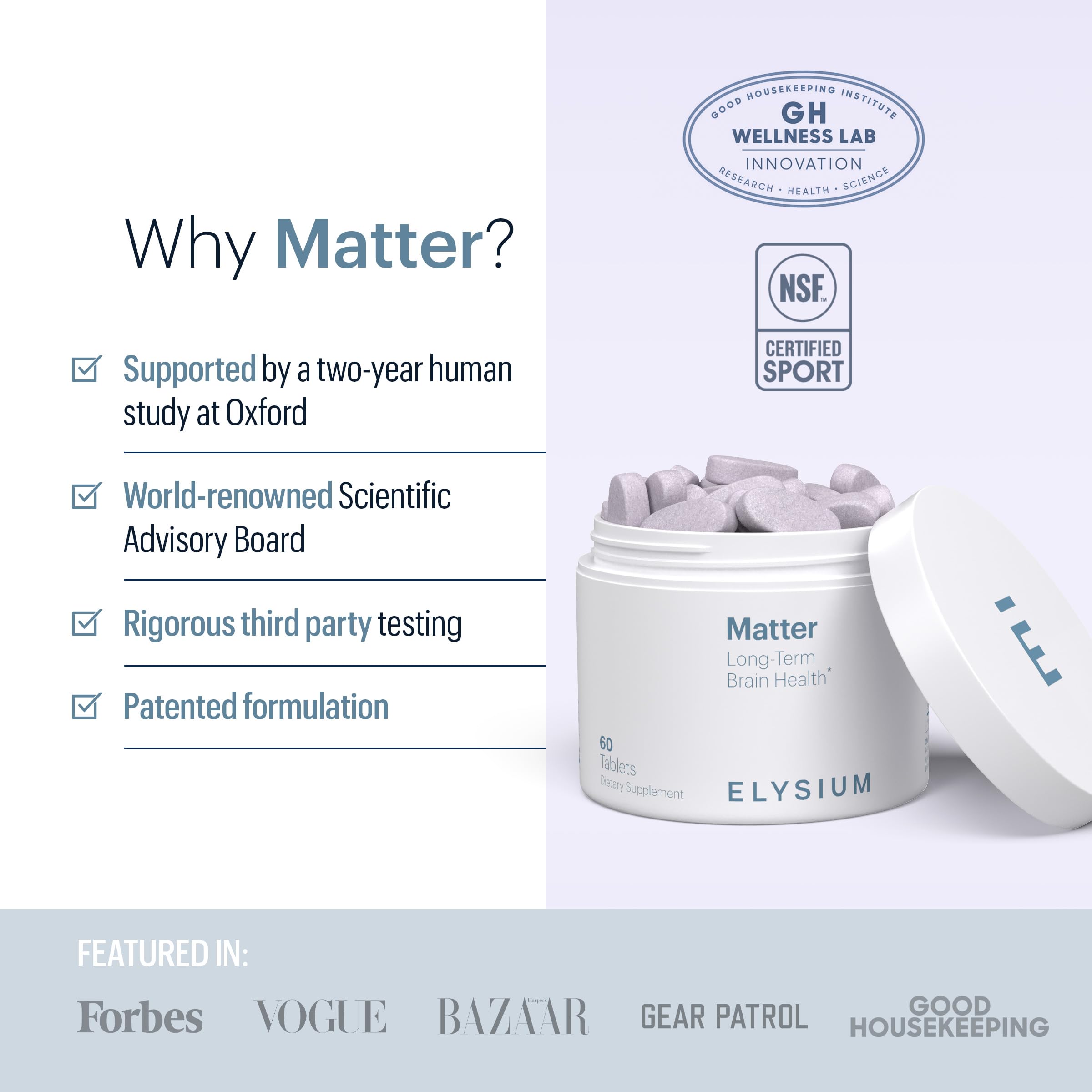 Oxford collaboration packaging for ELYSIUM Matter signaling research-backed formulation