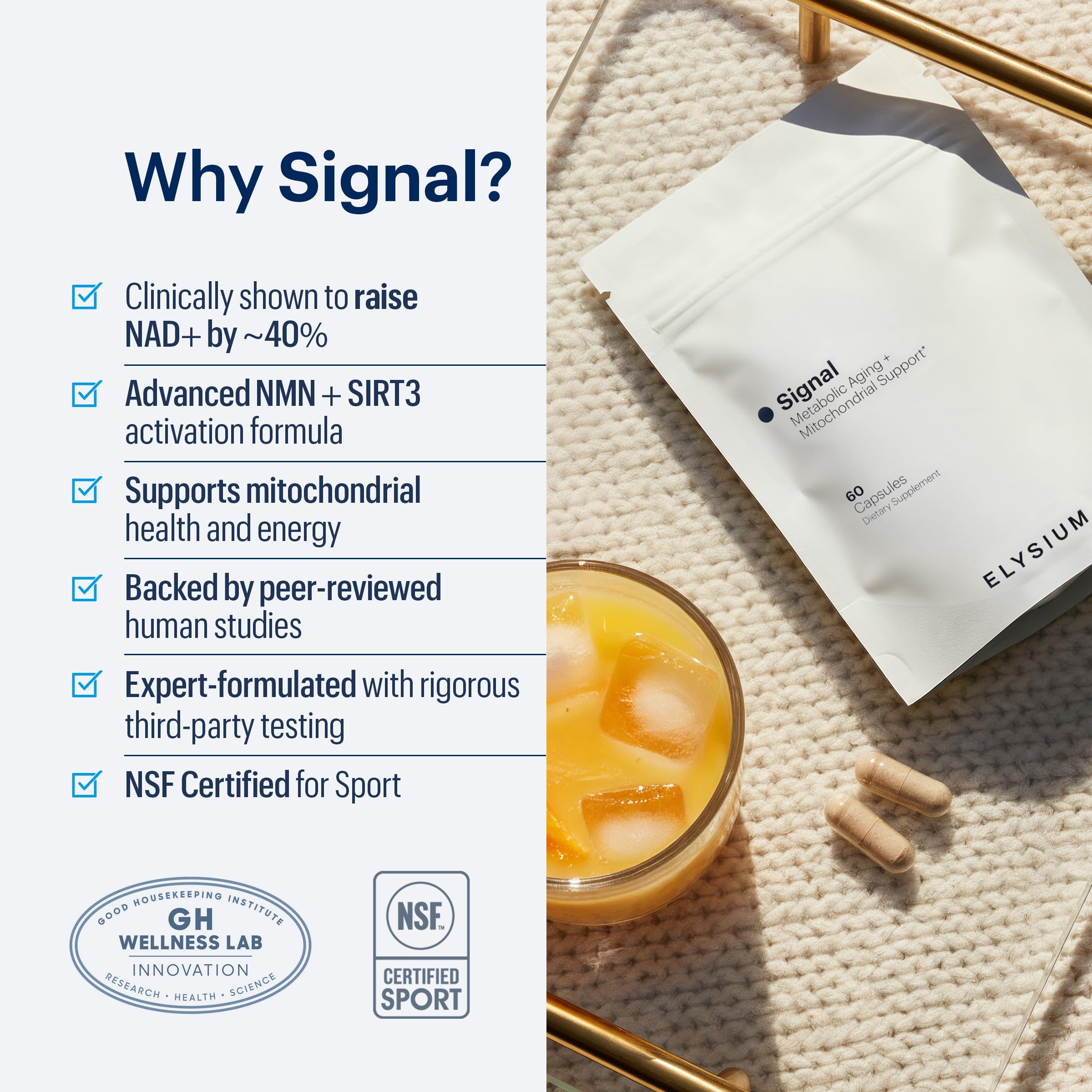 ELYSIUM Signal NMN bottle with daily dose visual cue