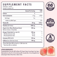 Serving spoon with gummies illustrates convenient daily dosage.