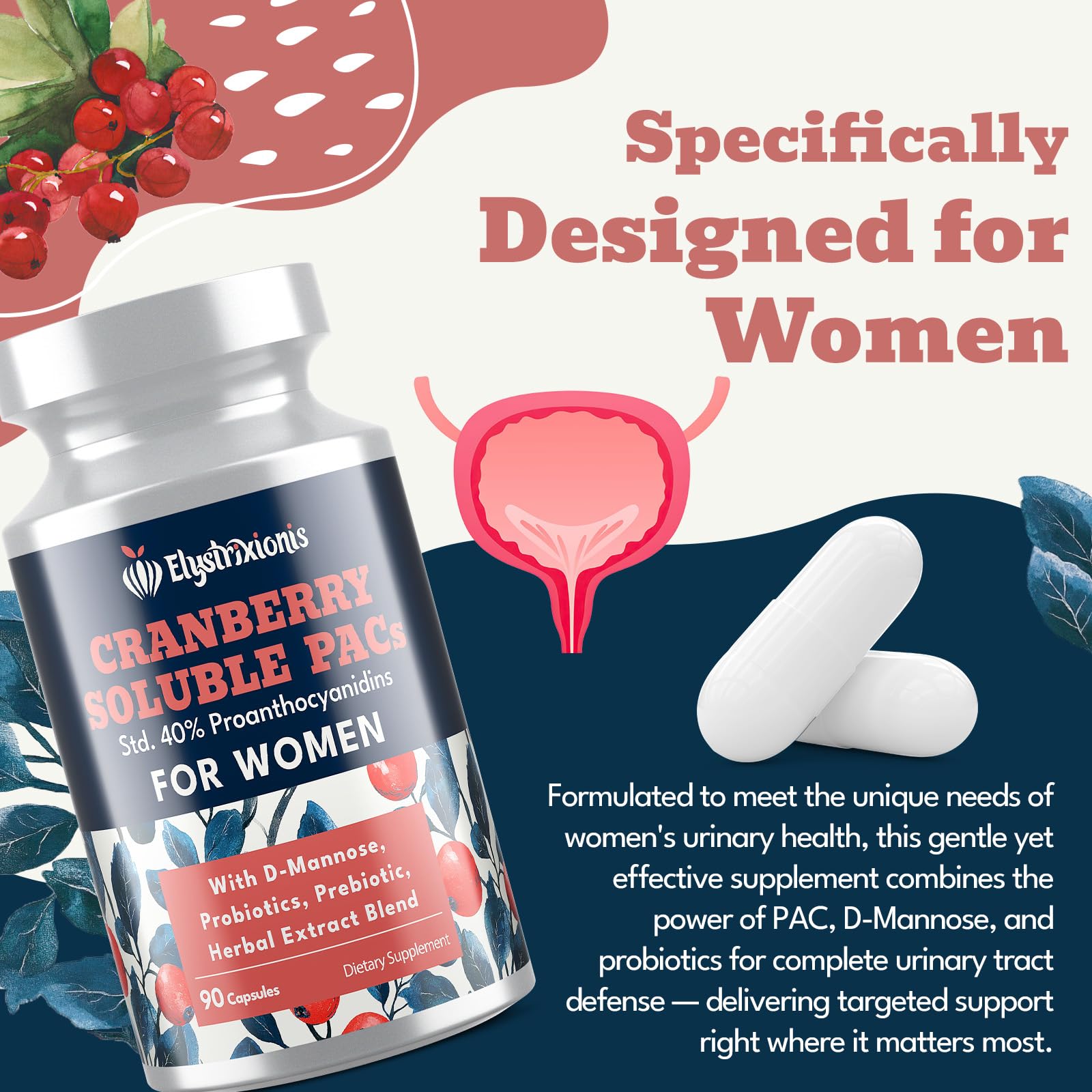 Elystrixionis women's urinary health illustration emphasizes bladder wellness within an active routine.